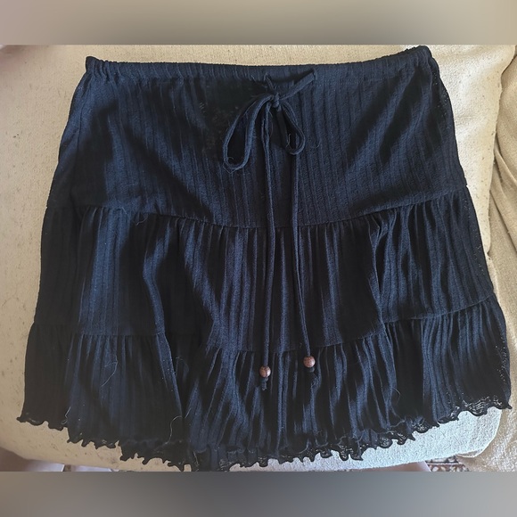 J Valdi Black Bikini Coverup Skirt Pool Beach Cover Sheer Adjustable Tie Sz S - Picture 3 of 8